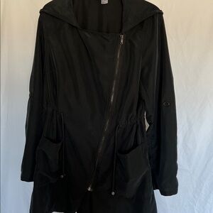 Charcoal hooded  side zip lightweight weather resistant parka 10 H&M